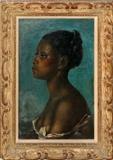Lot#2024, SARKIS SARKISIAN (AMERICAN 1909-1977), OIL ON CANVAS, 1935, H 22", W 14", AFRICAN AMERICAN MODEL.Signed Sarkis and dated 1935 lower left; framed.
