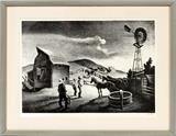 Lot#2032, THOMAS HART BENTON [AMERICAN, 1889-1975], LITHOGRAPH ON PAPER, H 9 1/2" W 13 1/2", "THE CORRAL"Thomas Hart Benton [American, 1889-1975]. Pencil signed and signed in plate lower right. Matted and framed under glass.