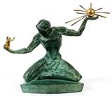 Lot#2036, MARSHALL M. FREDERICKS BRONZE SCULPTURE, C. 1958 H 10 5/8", W 13", D 5", "SPIRIT OF DETROIT"