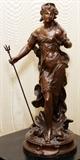 Lot#2046, AUGUSTE MOREAU, BRONZE SCULPTURE, 19TH C., H 18", AMPHITRITE,Signed. Shown emerging from sea, dolphins and shell at feet. 19th.c cast. August Moreau 1834 - 1917. This bronze won the Medaille au Salon.