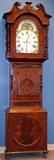 Lot#2166, ENGLISH GRANDFATHER CLOCK, MAHOGANY, 19TH.C. H 97" D 10''2 Weights Pendulum, Roman Numerals on Painted Face.   26", D 10".