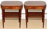 Lot#2180, FINE ARTS (GRAND RAPIDS) HEPPLEWHITE STYLE MAHOGANY END TABLES, PAIR, H 27", W 21 3/4", D 16"Each with a single drawer and a lower shelf.