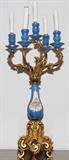 Lot#2315, SEVRES STYLE PORCELAIN 5 LIGHT ELECTRIC CANDELABRUM, SAME AS ABOVE, H 23"Circa 1970;  One only. Height with bulbs 32".