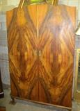 vintage burled walnut armoire 