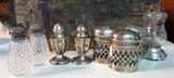 silver plate salt and pepper shakers
