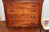 great condition antique smaller walnut chest wooden pulls