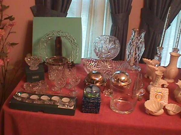 Tiffany Crystal, Several Belleek pieces, Cavier Servers.
