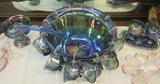 26 pc Blue Indiana Glass Carnival Punch Bowl