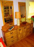 Midcentury 'bamboo' dresser with mirrors