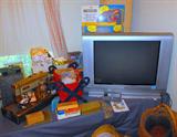 TV, Sewing Notions & White Sewing Machine