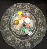 Large Heisey Orchid 2-Piece Cheese & Cracker Tray with Murano Glass Candies!