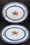 PAIR OF 18TH CENTURY UNDERGLAZE BLUE & ROSE FAMILLE PLATTERS CIRCA 1720!