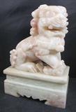 BEAUTIFUL PINK/WHITE HARDSTONE FEMALE FOO DOG STATUE (NOT SOAPSTONE)!