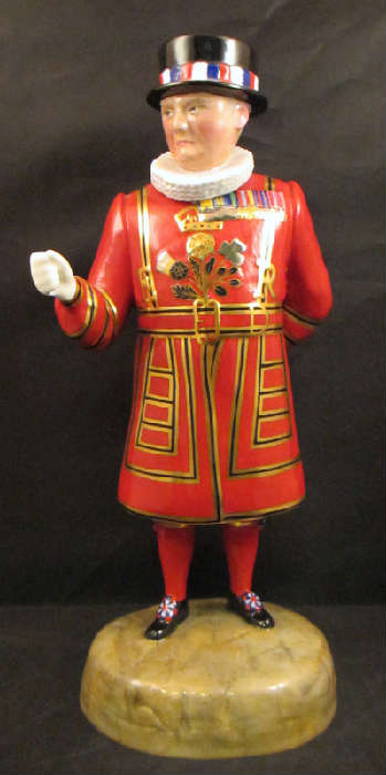 SUPER RARE AND HUGE ROYAL CROWN DERBY BEEFEATER STATUE MADE SPECIFICALLY FOR JAMES LEATHER LTD. - SPECIAL ORDER!