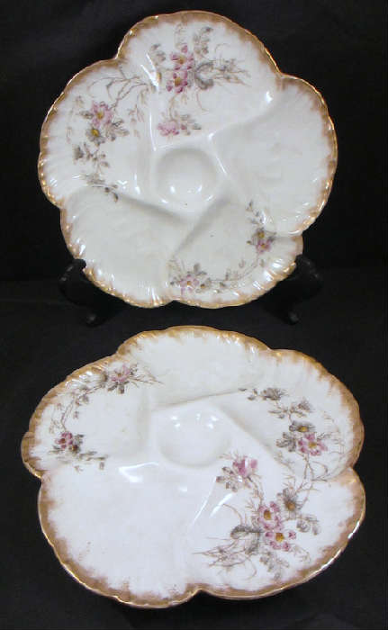 PAIR OF CHARLES FIELD HAVILAND (LIMOGES, FRANCE) OYSTER PLATES!