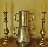 French Brass Candle Sticks with Original Pushup and French Coffee Pot
