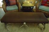 Leather Covered Bench with Antler Base