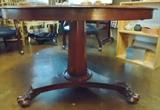 Pedestal Mahogany Round Table with Hand Carved Claw Feet