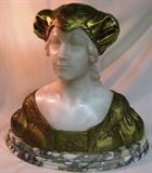 Carved marble bust and base