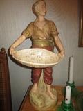 Royal Dux Figurine - Boy with Fish Basket 22". Fully marked with triangle mark - Buford Smith Appraisal
