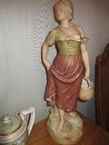 Royal Dux Figurine - Girl with Water Jug 21 1/2".Fully marked with triangle mark. Buford Smith Appraisal
