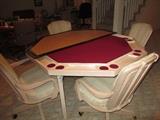 White Pearl Finish Game Table and Chairs