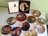 Norman Rockwell Am History Plate in box, 2 Gone with the Wind plates by Knowles, King and I by Knowles, Singin in the Rain and Oklahoma plates by Knowles, 2 Millinium Plates