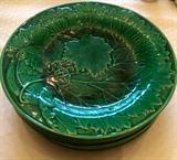 Set of 6 Majolica Leaf Plates