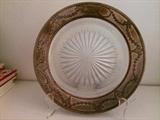 French Sterling Silver Glass Plate