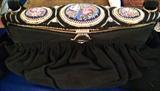 French Black Velvet Signed Hand painted Porcelain Plaques Surrounded by Pearls Handbag