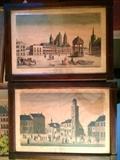 Pair of French Hand Painted Lithographs
