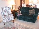 Lovely Pr. Of Floral Wing Chairs & Microfiber Loveseat (Matching Sofa Available)