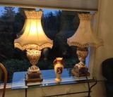 Pair of fab-u-lous Italian Capodimonte-style ceramic lamps