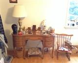 Walnut kidney-shaped desk