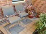 Folding chairs + ceramic planters