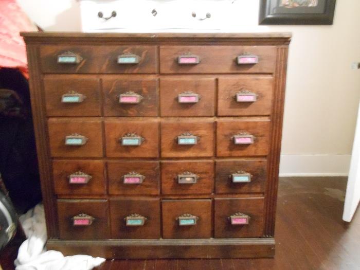 Antique Wooden 18 drawer chest