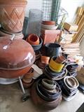 Many garden pots