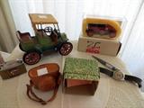 Vintage toys including "Modern Toys" metal truck, Hopalong Cassidy watch