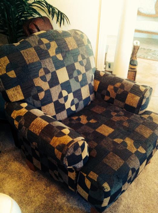Upholstered armchair, one of four pieces from the former Nashville Davis-Kidd Booksellers location.