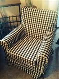 Upholstered armchair, one of four pieces from the former Nashville Davis-Kidd Booksellers location.