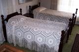 Pair of Twin Beds & Hand Crocheted Bedspreads