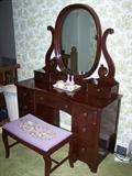 Vanity with Needlepointed Bench