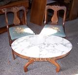 Victorian Chairs & Marble Top Coffee Table