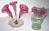 Art Glass Epergne & Pitcher