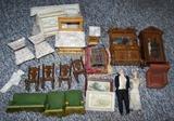 Charming Hand Made Dollhouse Furniture & Rare German Bisque Dollhouse Dolls