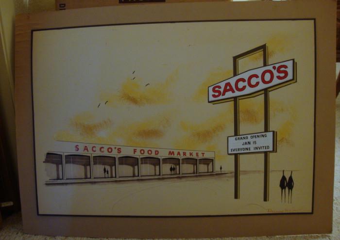 Vintage Painting for Grand Opening of Sacco's Grocery Store in Houston