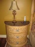 Marble Top Half Moon Nightstands 