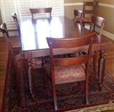 Gorgeous Ethan Allen Dining Room Table with Ten Chairs and Matching Server