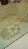 Glass Top Coffee Table with elaborate double pedestal base