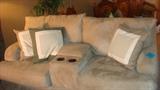 Contemporary Micro-suede loveseat with matching sofa